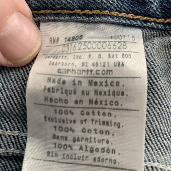 Carhartt Jeans Mens Straight Leg Traditional Fit Denim Size 42X30 Medium Blue - Picture 6 of 7